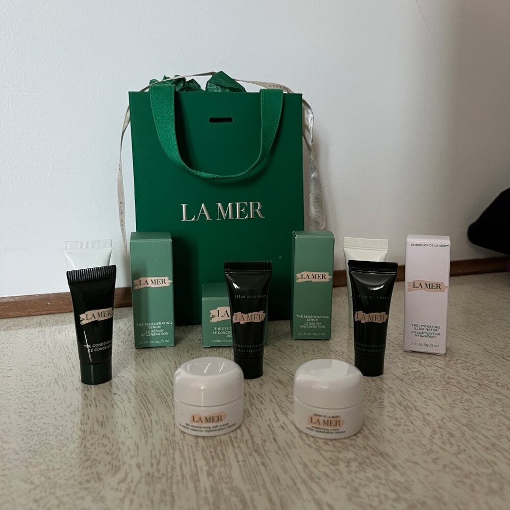 Lot of 11 La Mer Skincare Samples Travel Size & Gift Bag Serum, Cream, Eye $250